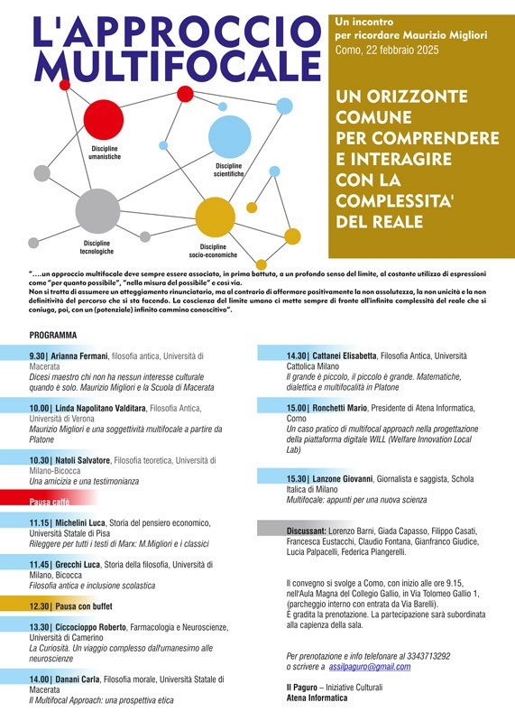 Convegno L'APPROCCIO MULTIFOCALE UN ORIZZONTE COMUNE PER COMPRENDERE E INTERAGIRE CON LA COMPLESSITA' DEL REALE