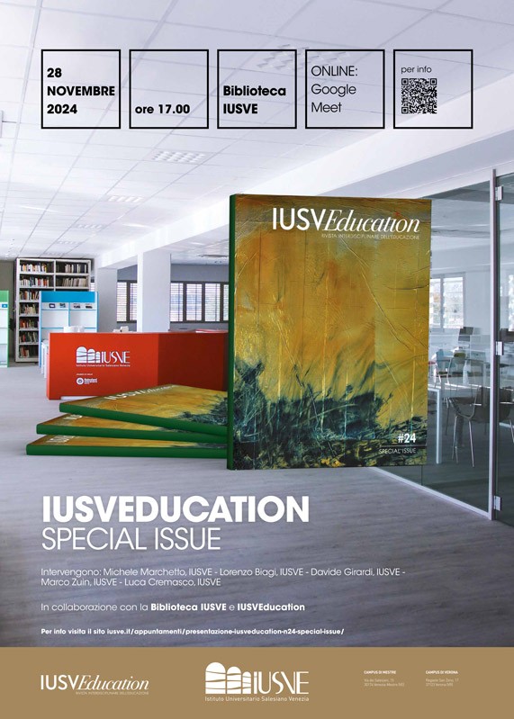 20 Presentazione del nuovo numero di IUSVEducation - Supplemento al numero #24 - 28 novembre 2024